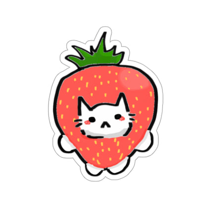 Silly Little Strawberry Cat Sticker