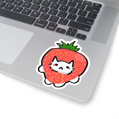 Silly Little Strawberry Cat Sticker