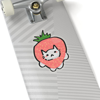 Silly Little Strawberry Cat Sticker