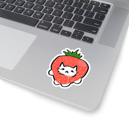 Silly Little Strawberry Cat Sticker