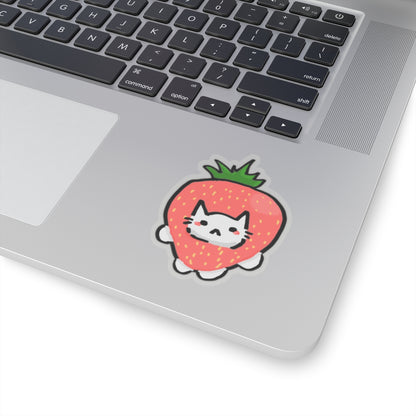 Silly Little Strawberry Cat Sticker